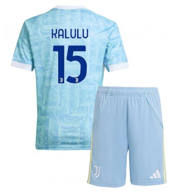 Juventus Pierre Kalulu #15 Bortaställ Barn 2025-26 Kortärmad (+ Korta byxor)